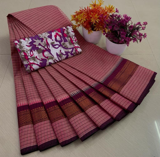 Pure cotton sarees with Kalamkari Blouse